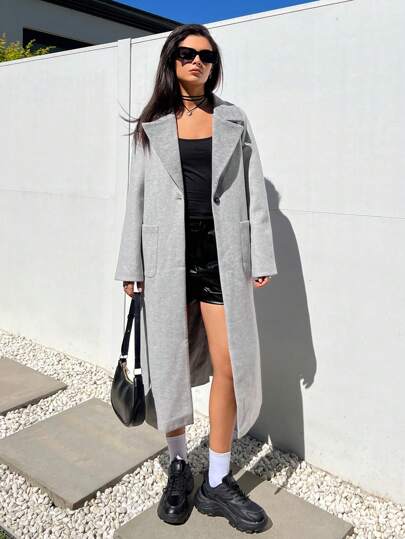 EZwear معطف صوفي كبير الطية للنساء