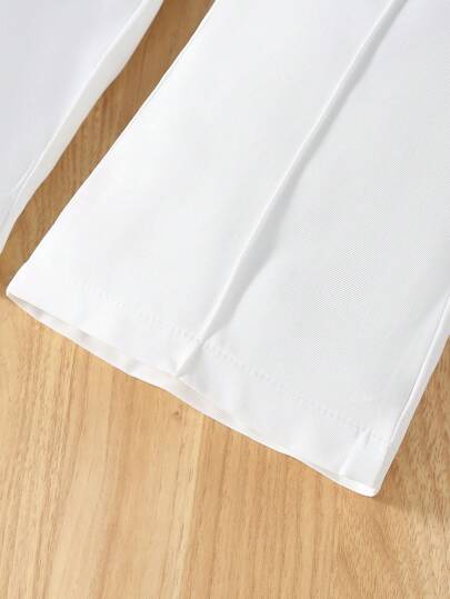 SHEIN Elladie kids بنطلون فضفاض بأرجل واسعة للفتاة الصغيرة بزر تفاصيل