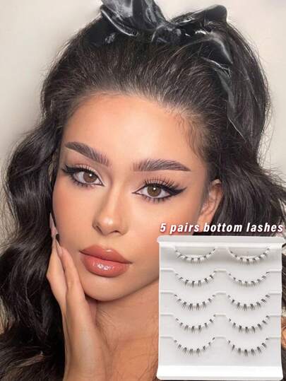Beauty Showme 5 أزواج من رموش العين السفلية الزائفة، مجموعة علوية وسفلية للرموش السفلية والعلوية، مستقيم J قزحية آسيوية ل- رموش المنك الكورية، رموش أفعى، رموش فردية كورية للرموش السفلية، رموش كاذبة صغيرة، رموش أسفل العين ومجموعات من الرموش الفردية،...