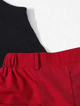 SHEIN Essnce لباس علوي رسن & بنطلون قصير بدون حزام