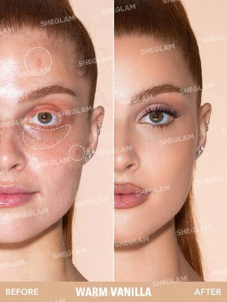 SHEGLAM خافي العيوب Like Magic 12Hr Full Coverage Concealer-خافي عيوب سائل غير لامع بنكهة الفانيليا الدافئة، يدوم طويلاً، مصحح لون مشرق، خافي عيوب مرطب خفيف الوزن يدوم طوال اليوم، خافي عيوب Christmas Winter عيد الأب التخرج عيد الميلاد العطلة الربيع...