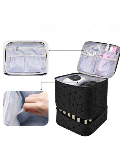 حقيبة مستحضرات تجميل متعددة الوظائف سعة كبيرة من جلد البولي يوريثان، حقيبة مكياج، حقيبة أدوات التجميل، منظم مكياج، كيس مكياج، مثالية للسفر، سكن الجامعة، هدية لأمي، للبنات، العطلات، الشتاء، العودة إلى المدرسة 2024