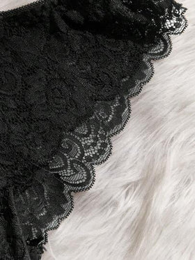 SHEIN 3حزمة ملابس داخلية طقم سروال داخلي دانتيل زهرية