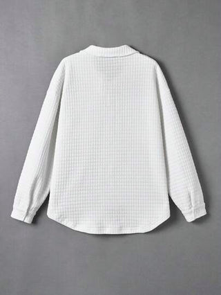 EZwear معطف تفاصيل مرقع بعبارة منخفض الاكتاف جيب قلاب