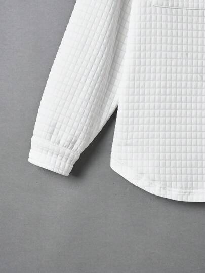 EZwear معطف تفاصيل مرقع بعبارة منخفض الاكتاف جيب قلاب