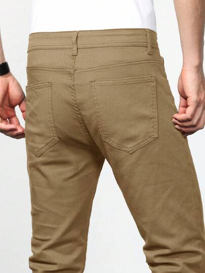 Manfinity Homme جينز رجالي ضيق بجيوب مائلة و ساق مدببة