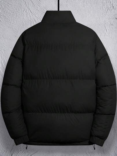 Manfinity Homme معطف رجالي قطعة واحدة بتصميم فضفاض مع سحاب وبطانة حرارية مبطن، معطف شتوي عادي بألوان متباينة، للهدايا أصدقاء وأزواج والخطباء