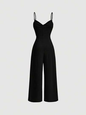 SHEIN MOD بدلة قصيرة بياقة حبيبة وأرجل واسعة مع تويست أمامي