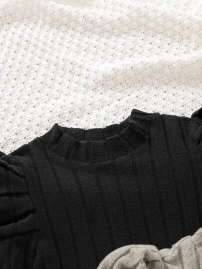 SHEIN بلوزة كاجوال بأكمام طويلة ذات ياقة واقفة للفتيات المراهقات ، تصميم أكمام غيغوت الواسعة ، متعددة القطع