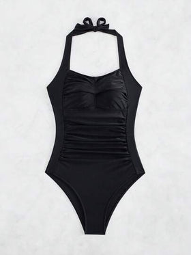SHEIN Swim ملابس السباحة النسائية قطعة واحدة الرسن