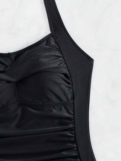 SHEIN Swim ملابس السباحة النسائية قطعة واحدة الرسن
