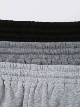 SHEIN LUNE طقم كاجوال للنساء يتكون من هودي بنسيج فرو وبنطال مطرز بسحاب الخصر وأساور