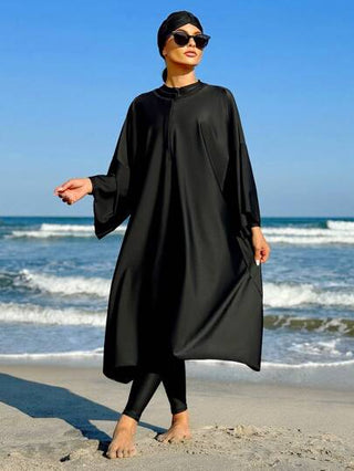 Swim Mulvari روب نسائي بلون صلب واحد وتصميم بسيط