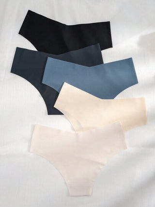 Shein Underwear&Sleepwear Basics مجموعة من 5 قطع للنساء من الملابس الداخلية ثلاثية الزوايا بألوان صامدة