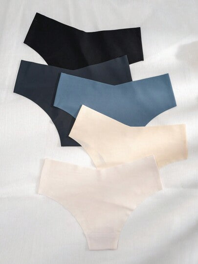 Shein Underwear&Sleepwear Basics مجموعة من 5 قطع للنساء من الملابس الداخلية ثلاثية الزوايا بألوان صامدة