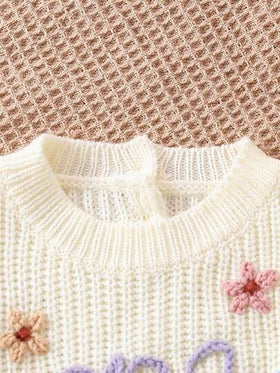 SHEIN Vintaside Kids جمبسوت محبوك ومطرز للفتيات الصغيرات