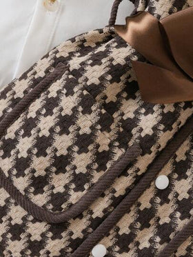 SHEIN مجموعة صدرية صوفية سميكة ومحبوكة وقميص مربع للبنات الصغيرات، للربيع/الخريف/الشتاء، للكريسماس
