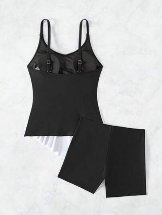 طقم تانكيني حريمي Swim Lushoire تانكيني بقطع بألوان مختلطة لصيف الشاطئ مع حواف مكسرات جانبية