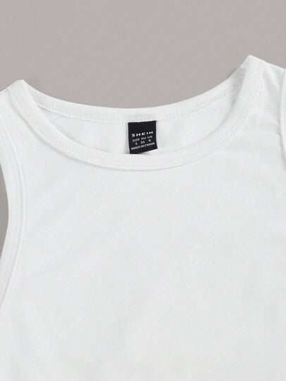 EZwear 2 قطعة من ملابس علوية أكمام دون أكمام مناسبة للصيف، قمصان قصيرة بياقة مستديرة، مناسبة لفتيات المراهقات والسيدات للارتداء كتوبات قصيرة
