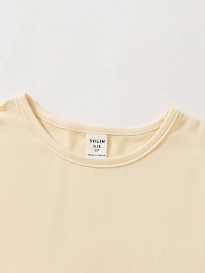 SHEIN Vintaside Kids 6 قطع/مجموعة من تي شيرت وبنطلون رياضي كاجوال للفتيات، متعدد الألوان