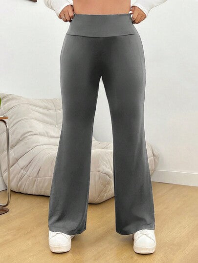 EZwear سروال نسائي مضلع منتفخ الخصر بالاضافة إلى المقاس الكبير