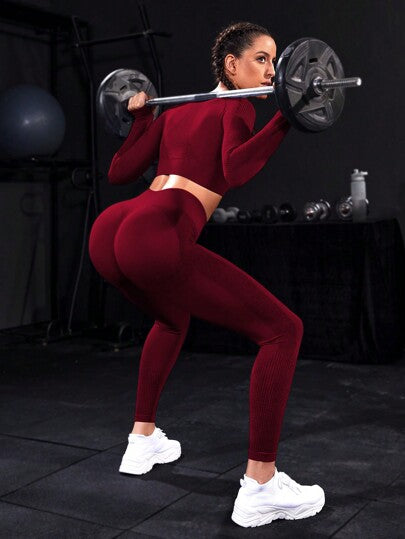 SHEIN Sport Studio زي رياضي متكامل وناعم عالي المرونة لتمارين سنة الصين الجديدة المرأة, طقم تدريب للنساء