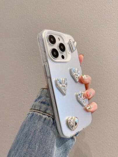 ملصقات زخرفية معدنية بشكل قلب مناسبة لأجهزة أبل