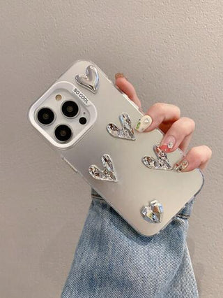 ملصقات زخرفية معدنية بشكل قلب مناسبة لأجهزة أبل