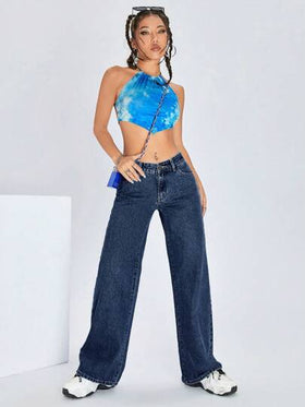 SHEIN ICON بنطلون جينز نسائي فضفاض مرتفع الخصر