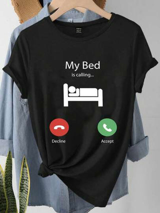 INAWLY تي شيرت T-shirt بأكمام قصيرة مطبوع بنصوص، تيشيرتات جرافيك حريمي