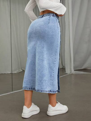 ICON تنورة جينز نسائية عالية الشق
