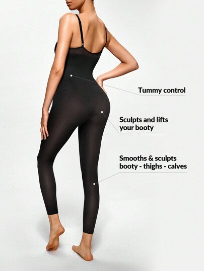 Shape موحدة اللون سلس تحكم البطن كامي ملابس داخلية جمبسوت