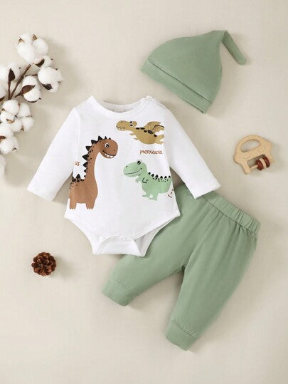 SHEIN Vintaside Kids مجموعة بدلة قطعتين للأطفال الذكور بطباعة رسوم متحركة وبنطلون
