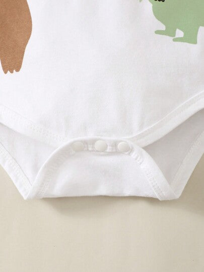 SHEIN Vintaside Kids مجموعة بدلة قطعتين للأطفال الذكور بطباعة رسوم متحركة وبنطلون