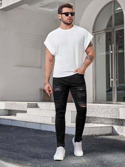 Manfinity LEGND تي شيرت تي شيرت قصير الأكمام سادة أساسي للعطلات
