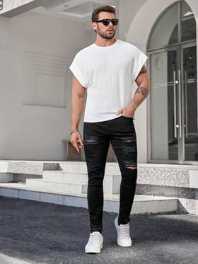 Manfinity LEGND تي شيرت تي شيرت قصير الأكمام سادة أساسي للعطلات