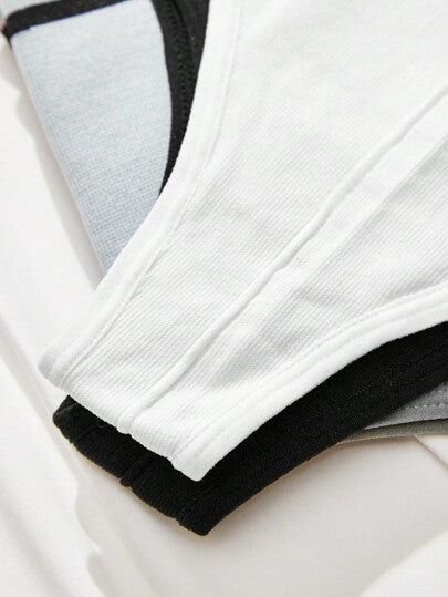 Shein Underwear&Sleepwear Basics سروال داخلي ألوان متباينة محبوك مضلع 5 قطع