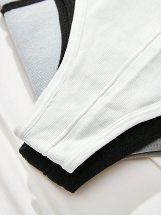Shein Underwear&Sleepwear Basics سروال داخلي ألوان متباينة محبوك مضلع 5 قطع