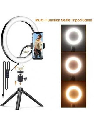 1 قطعة إضاءة حلقية LED للسيلفي فيديو البث المباشر للتصوير ضوء حلقي مع حامل ثلاثي القوائم للهاتف