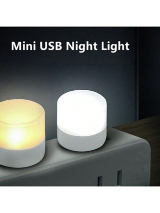 مصباح ليلي بوصلة Mini Usb يو اس بي 10 قطع بإضاءة دافئة بيضاء و حماية للعين عند قراءة الكتب، مصباح ليلي بلوج يو اس بي للحاسوب والهاتف المحمول للشحن، مصباح ليلي بقيادة ليد