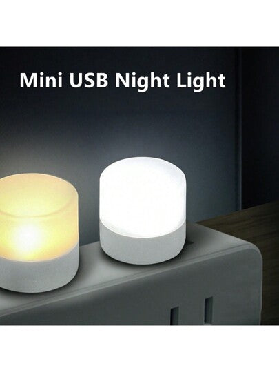مصباح ليلي بوصلة Mini Usb يو اس بي 10 قطع بإضاءة دافئة بيضاء و حماية للعين عند قراءة الكتب، مصباح ليلي بلوج يو اس بي للحاسوب والهاتف المحمول للشحن، مصباح ليلي بقيادة ليد