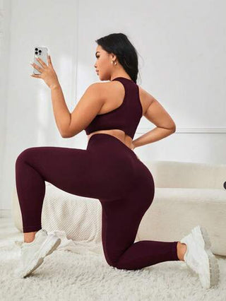 Yoga Basic طقم لباس رياضي موحدة اللون ظهر ريفر مقاس كبير