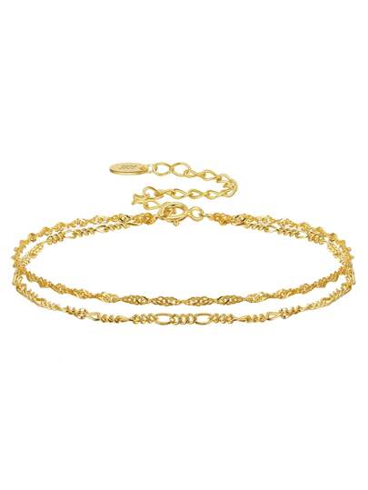 ORSA JEWELS سوار سلسلة مزدوجة من الفضة الاسترلينية الأصلية 925 ، سلسلة يد للنساء مكتشفة ، مجوهرات مصقولة للإنهاء ، هدية لعيد الميلاد ، والذكرى السنوية ، والزفاف ، وحفلة العطلات