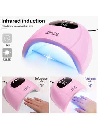 LIMEGIRL مصباح أظافر Led/uv 2 في 1 للحفاظ على الأظافر، مجفف أظافر Led/uv لتجفيف الأظافر التي تحتوي على جل Uv بعرض شاشة ديجيتال Lcd وذو حساسية جهاز الحركة