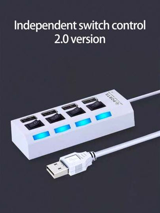 1 قطعة موزع Usb مع مفاتيح مستقلة ومؤشر Led، 1 إلى 4 مقسم، للهاتف والكمبيوتر والأجهزة الإلكترونية الأخرى
