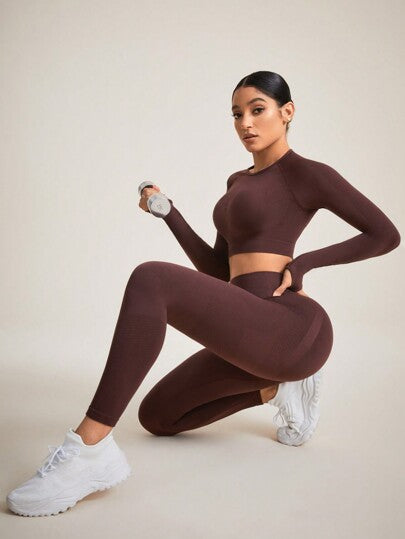 Slayoga طقم ملابس رياضية صلبة عالية المرونة بتصميم ظهر مفتوح للنساء