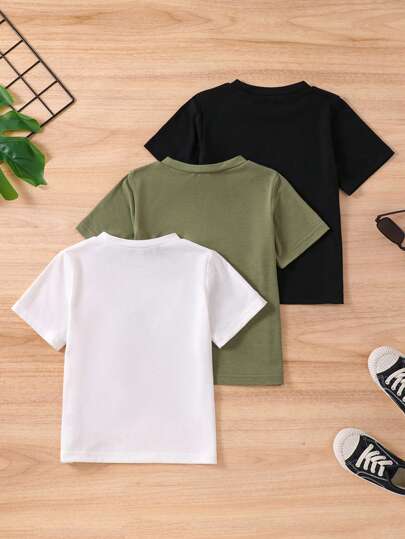 SHEIN قميص دائري الرقبة مطبوع عليه وجه طفل يبتسم للرجال الشباب الكاجوال لفصل الصيف