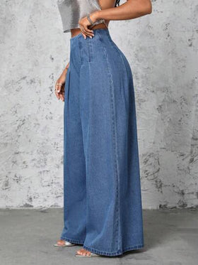 SHEIN Tall سراويل جينز نسائية ذات خصر عالي وقصة واسعة وفضفاضة وكاجوال متعددة الاستخدامات
