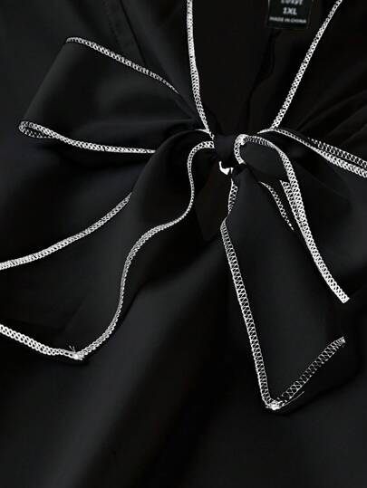 SHEIN Clasi قميص نسائي كبير المقاس بربطة عنق وأكمام طويلة للعمل