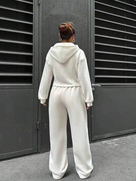 SHEIN Unity طقم بنطلون وبلوزة رياضية بغطاء للرأس والسحاب للمرأة، ملابس رمضان